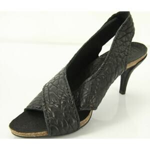 Pedro Garcia Black Leather Maggie Wide Strap Sandals